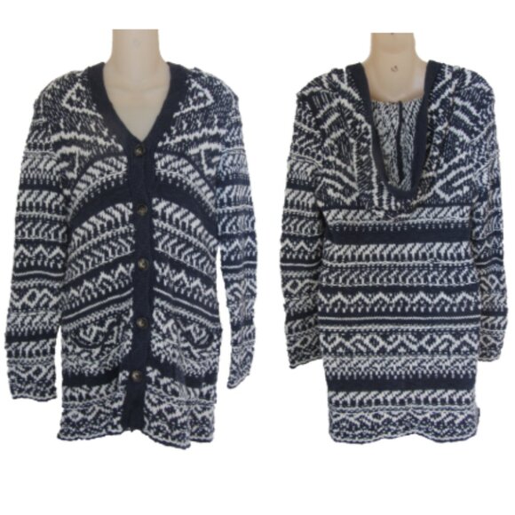Lucky Brand Denim Co. Chunky Knit Hooded Cardigan Sweater - Picture 1 of 4